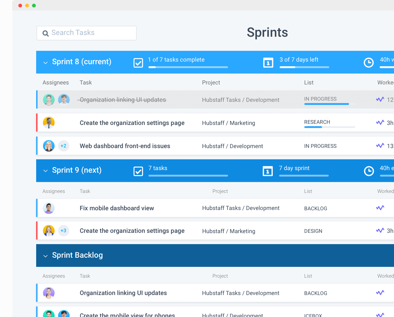 Hubstaff Tasks agile project management