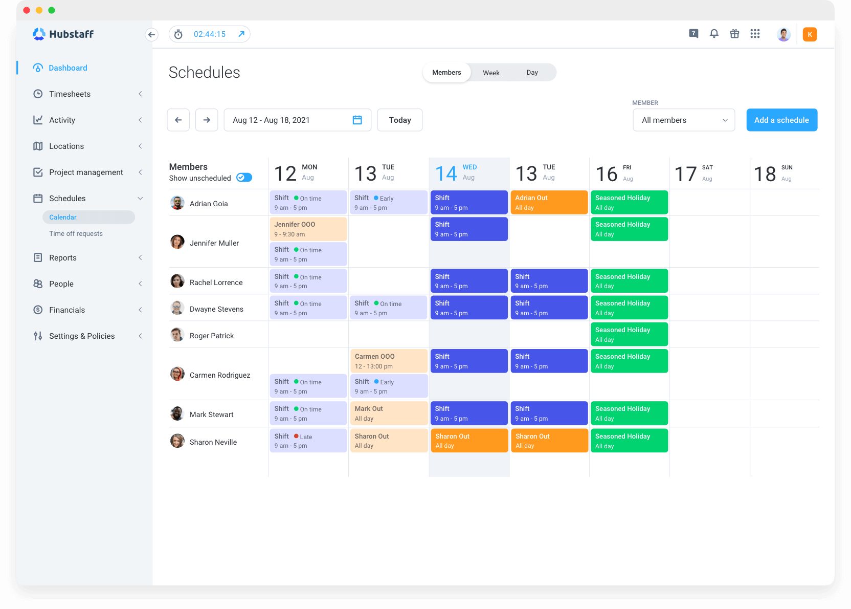 scheduling features Hubstaff