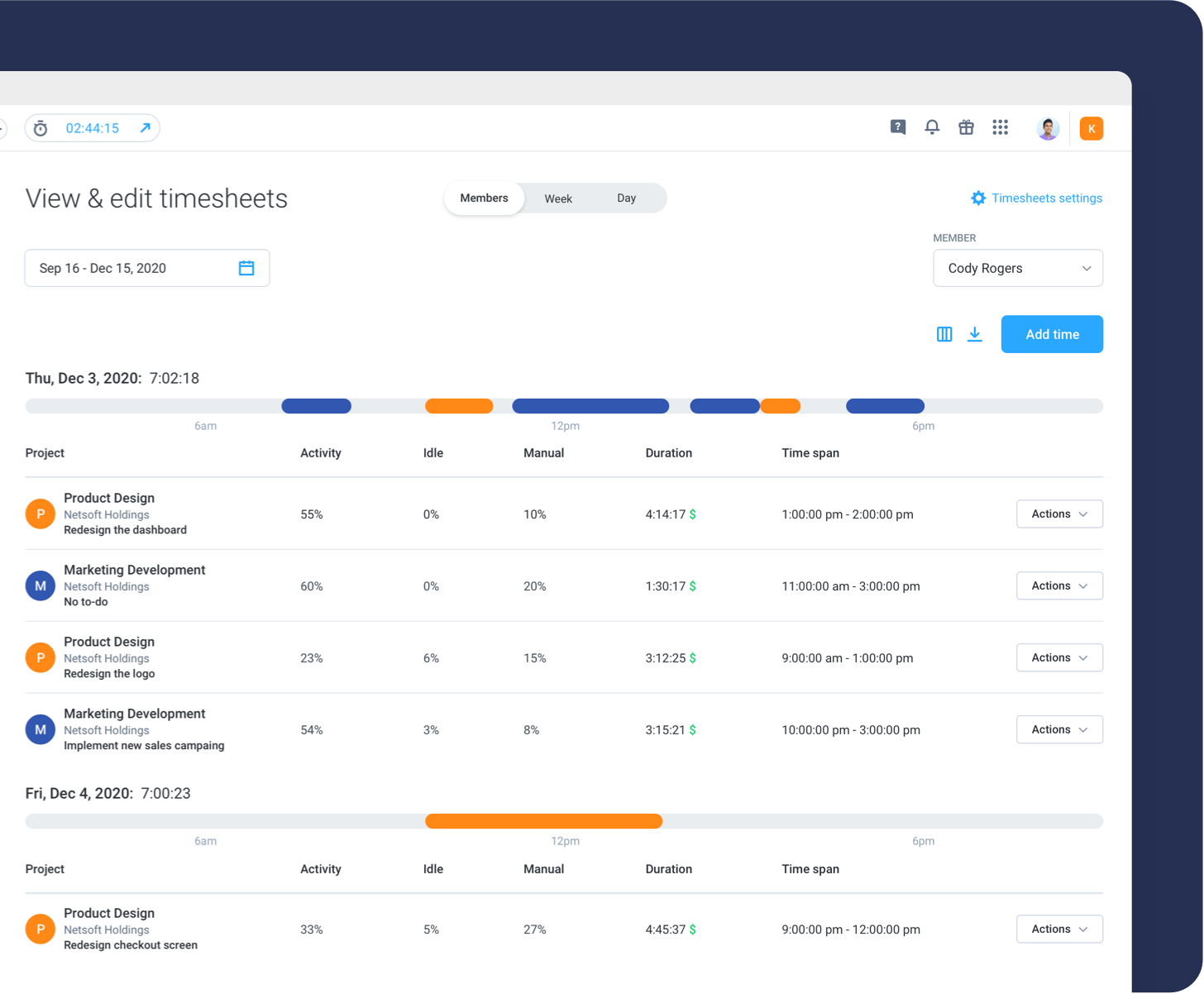 detailed Quickbooks timesheets