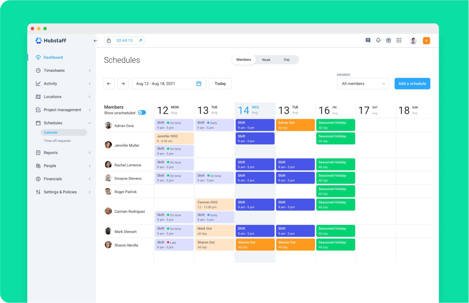 Organized and simple scheduling